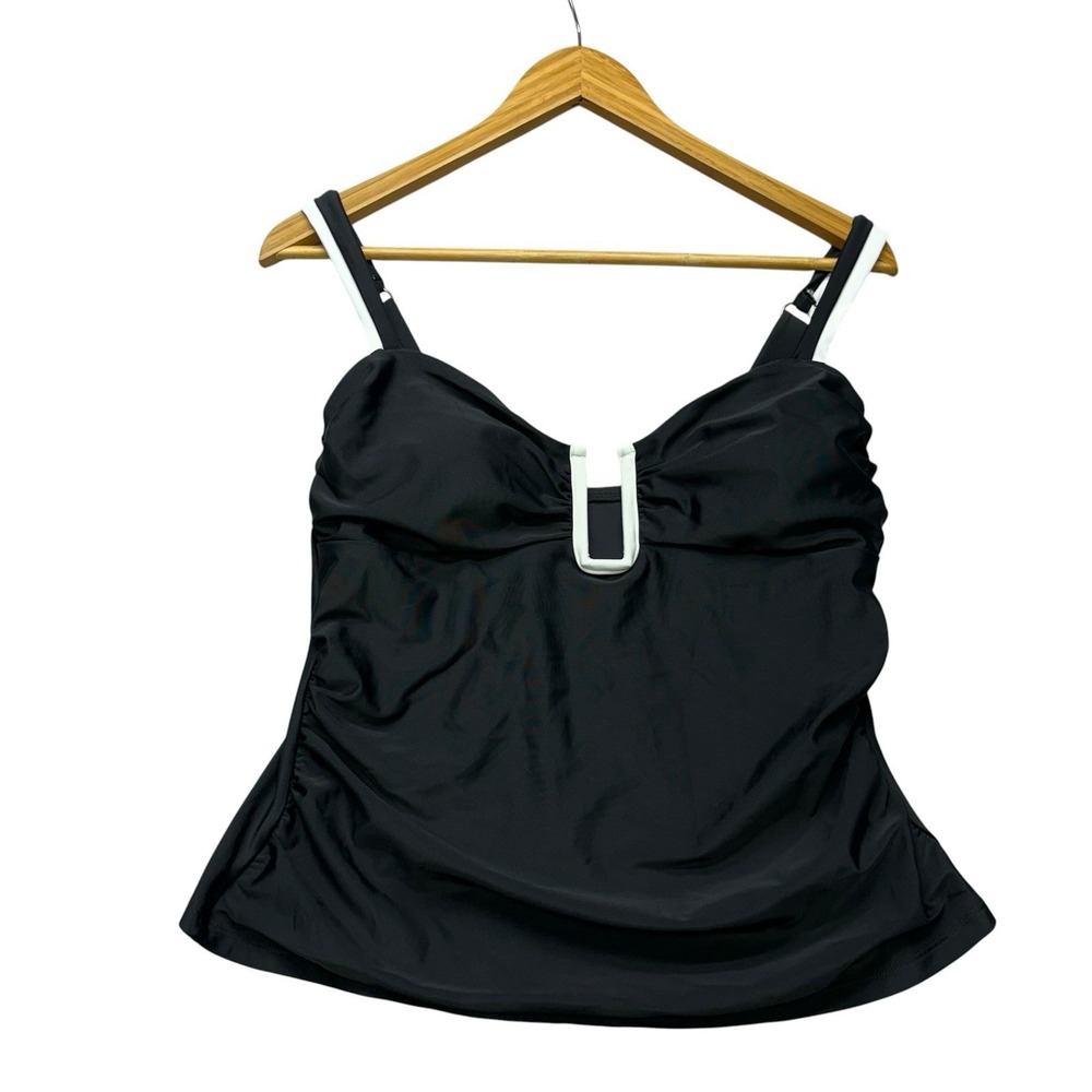 Cupshe Womens Tankini Top Large Black Cinched Adjustable